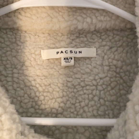 PacSun Oversized Corduroy Sherpa Trucker Jacket Olive XS/S - Picture 7 of 7